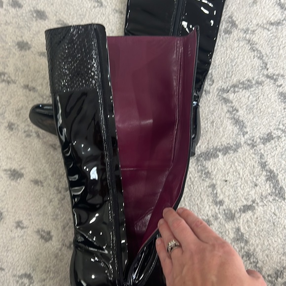 Coach FRESNA Patent Leather Knee-High Boot Black 7 riding croc embossed 7B - Picture 14 of 16